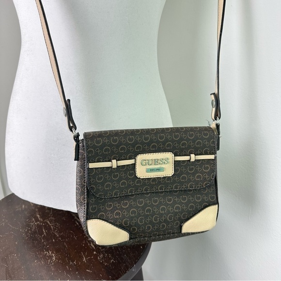 Guess Handbags - Guess Brown Crossbody Monogram Purse